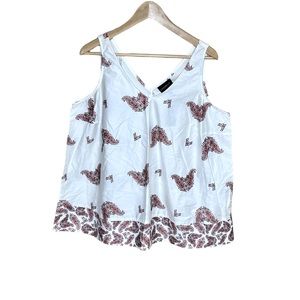 Lane Bryant White & Pink Paisley Tank Top SZ 16 100% Cotton NWT